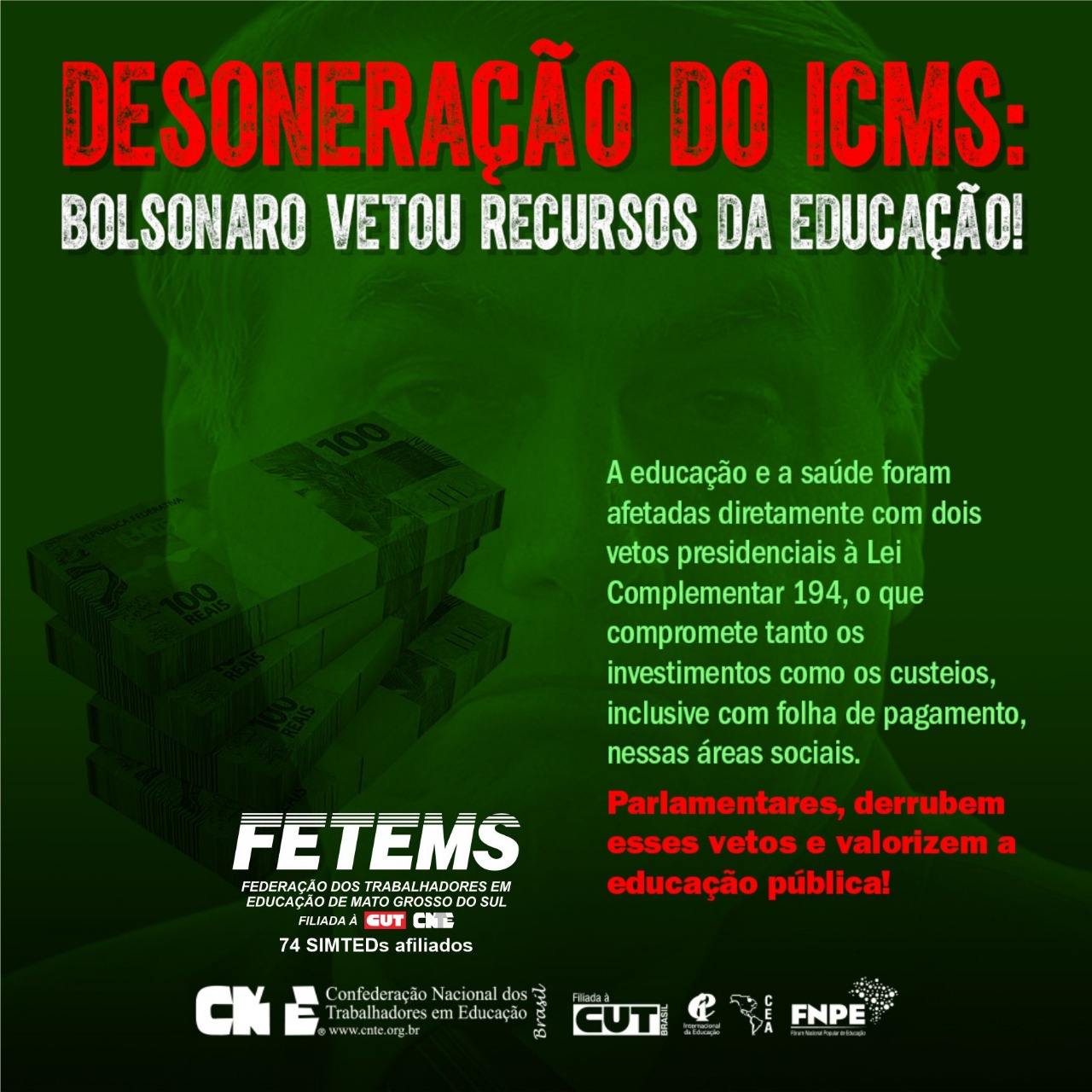Educação e saúde sofrem novo golpe – Governo veta compensações do ICMS!