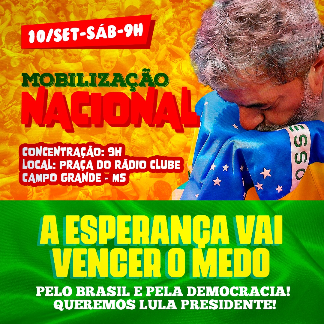 FETEMS estará presente na Mobilização Nacional “A esperança vai vencer o medo” neste sábado em Campo Grande