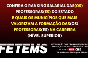 FETEMS divulga ranking salarial de professores(as) em municípios de MS