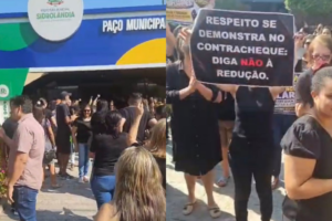 Profissionais da educação de Sidrolândia realizam paralisação contra redução salarial e aumento da jornada