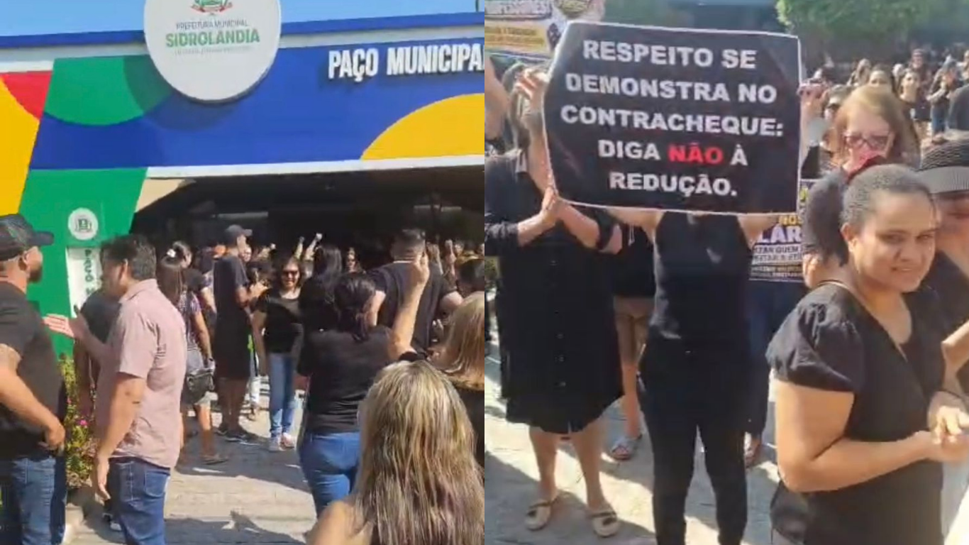 Profissionais da educação de Sidrolândia realizam paralisação contra redução salarial e aumento da jornada